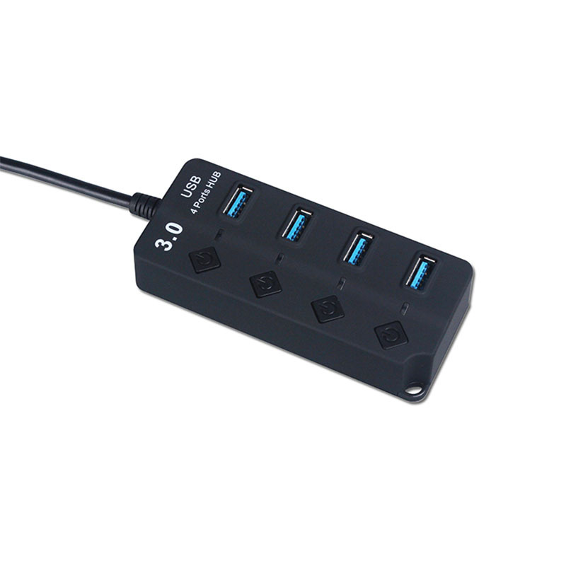 4 port USB3.0 HUB with independent switches plastic